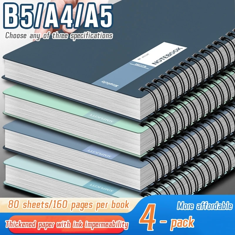 Spiral Notebook College Ruled Notebooks 80 Sheets Single Subject Notebooks Bulk 4 Color Assortment Extra Thick Paper Diary Set