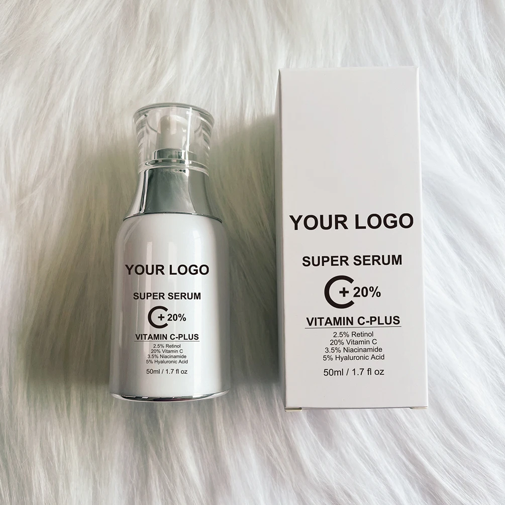 Sérum Facial de Vitamina C com Logo Personalizado 50ml, Essência VC Original, Produto de Cuidado da Pele Facial, Hidratante, Loção de Maquiagem