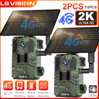 1/2PCS LS VISION 2K 4G Cellular Trail Camera Solar Hunting Camera Wildlife Security Camera Motion Activated Trigger Night Vision