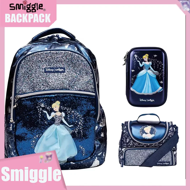 Disney Australian Smiggle Cartoon Cinderella Backpack Student Children'S Schoolbags Pencil Case Meal Bags Office Stationery Set