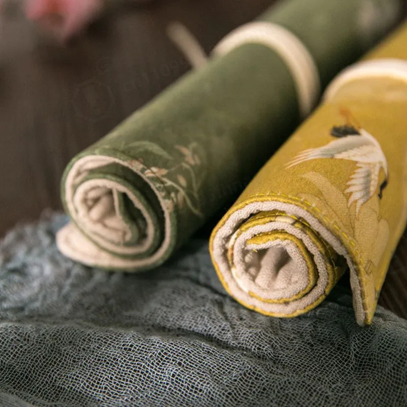 Vintage Chinese Style Canvas Pencil Case, Cultural Souvenir Kids Birthday Gift