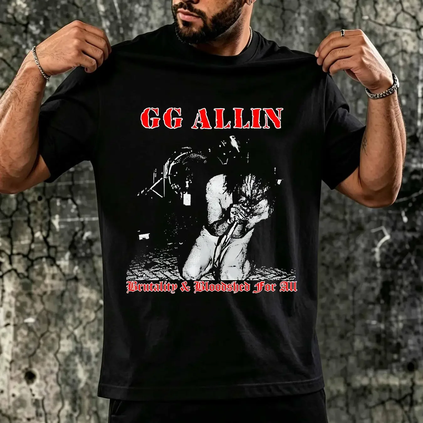 washed T Shirt GG Allin Brutality and Bloodshed for All Vintage Punk Rock Reagan Youth vintage Washed Stretched Comfortable
