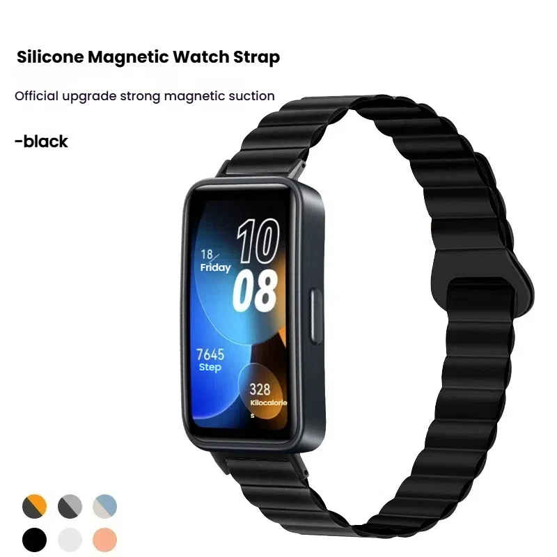 Correia de colisão de contraste de cor magnética para huawei banda 9 8 fivela dupla confortável pulseira de substituição correa relógio esportivo