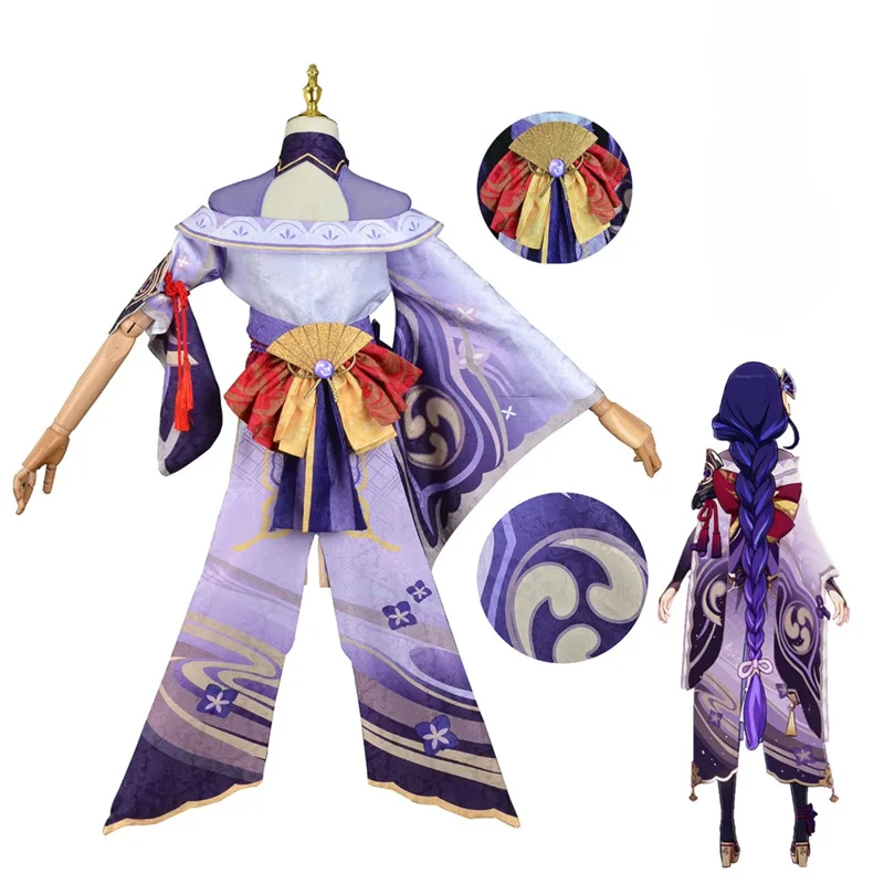 2025 yiyi Gensh InImpact Raiden Shogun Cosplay Costume Baal Anime Game Women Chinese Style Dress Uniform Halloween Party Wig