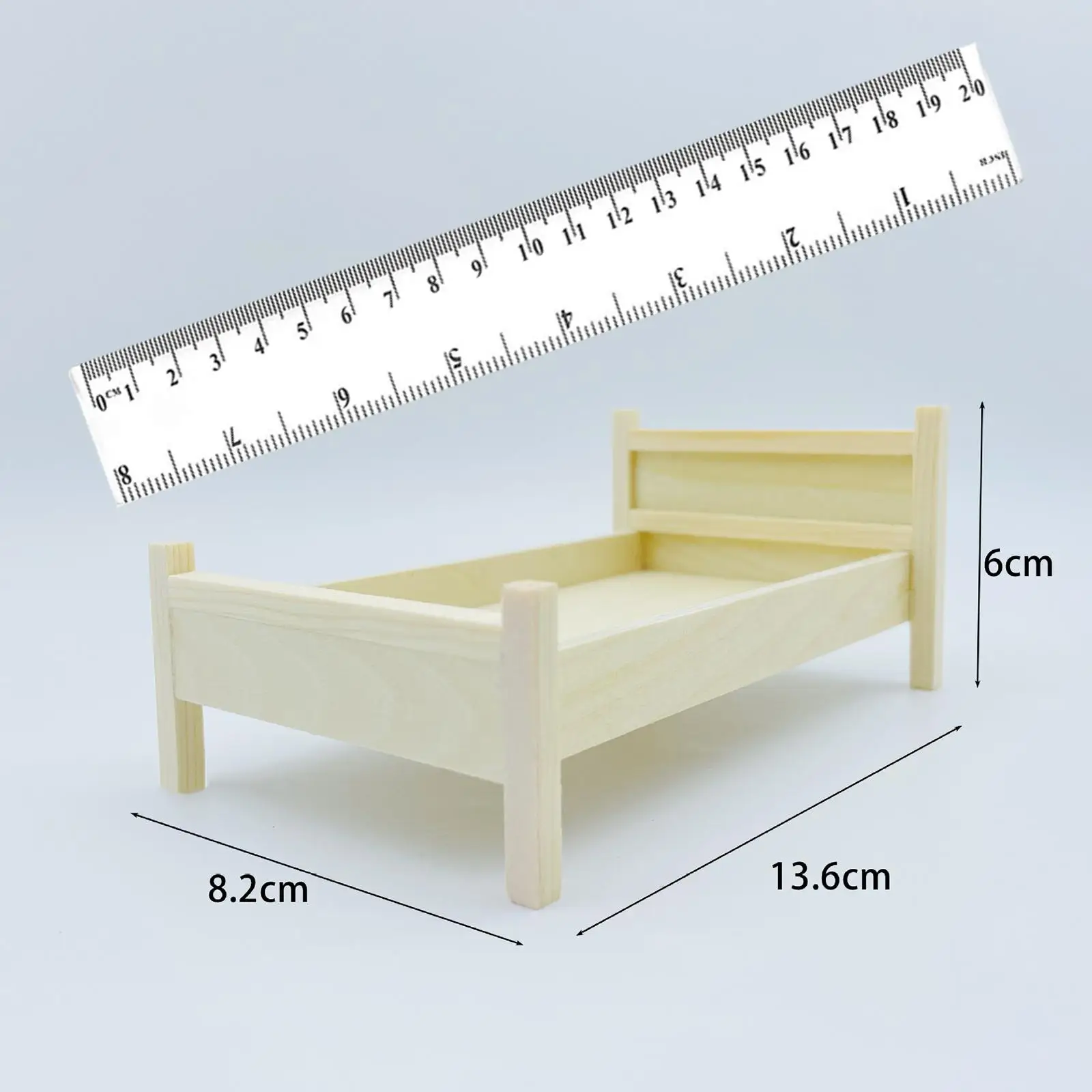 1/12 Dollhouse Wooden Bed Dollhouse Miniature Bed for Photo Props Dollhouse