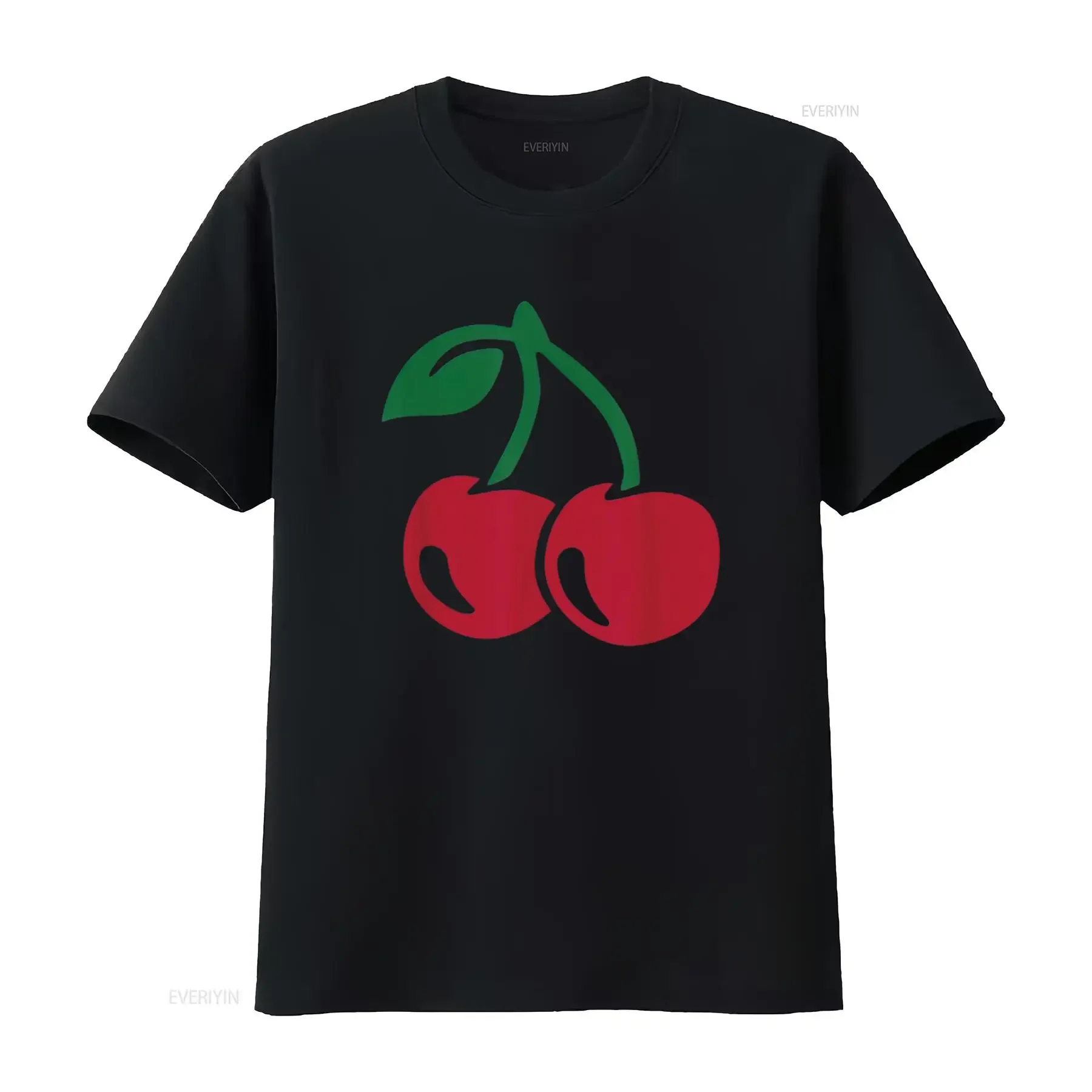 

Womens Red Cherries T Shirt vintage Washed Slightly Versatile fashion Top For Everyday Wear Stretched graphic Comfortable