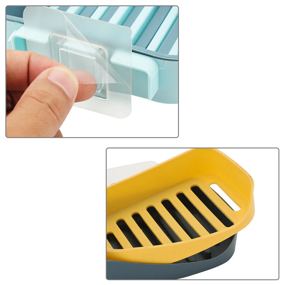 Brand New High Quality 1pcs Soap Dish Holders Tray Sponge Holder Yellow/Blue/Grey 13 Cm* 10cm*3cm Shower Accessory