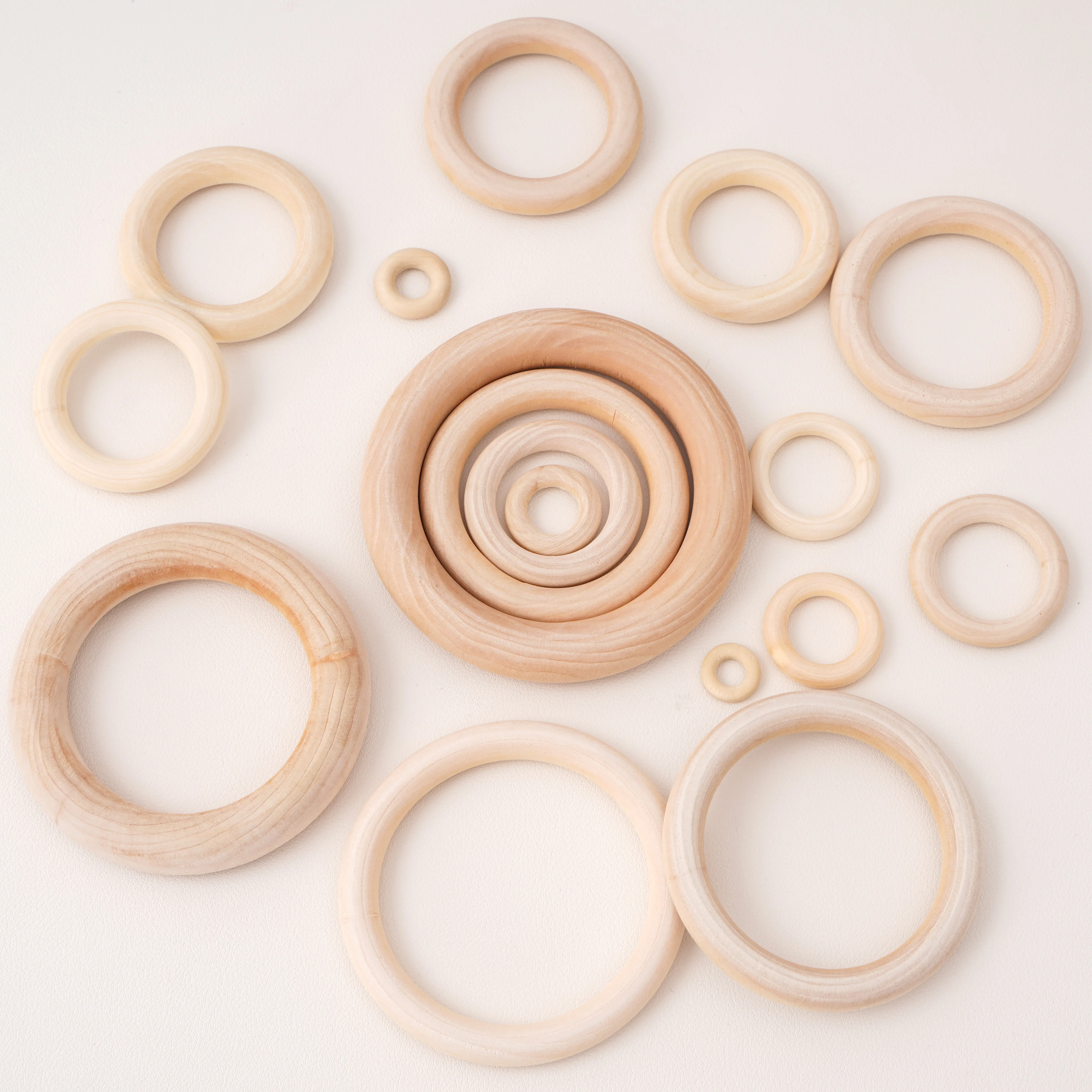 Unvollendete massive Holzringe, 15–100 mm, Naturholzringe für DIY-Kunsthandwerk, dekorative Anhänger, Schmuckherstellungszubehör