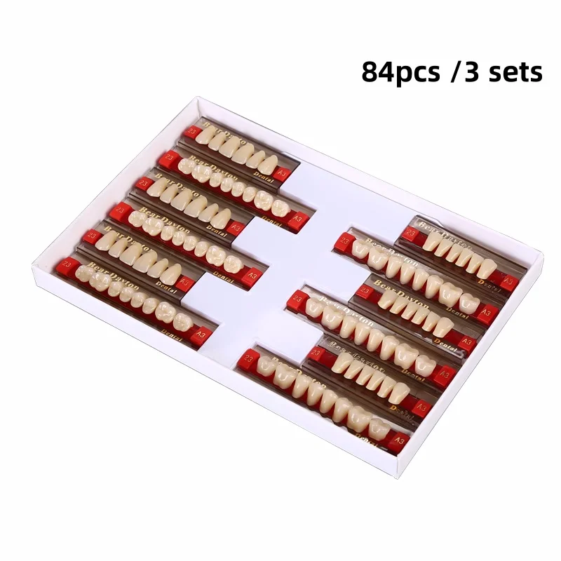 

Зубной протез из акриловой смолы, верхний передний нижний задний зуб A1 A2 A3, обучающая модель для стоматологии, образования, 84 шт.