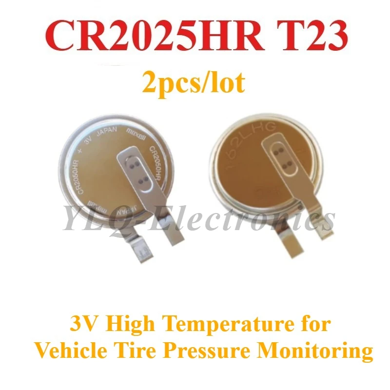 1-2pcs/lot CR2050HR T23 Pin CR2050 2050HR 3V Battery Capacitor for Vehicle Tire Pressure Monitoring