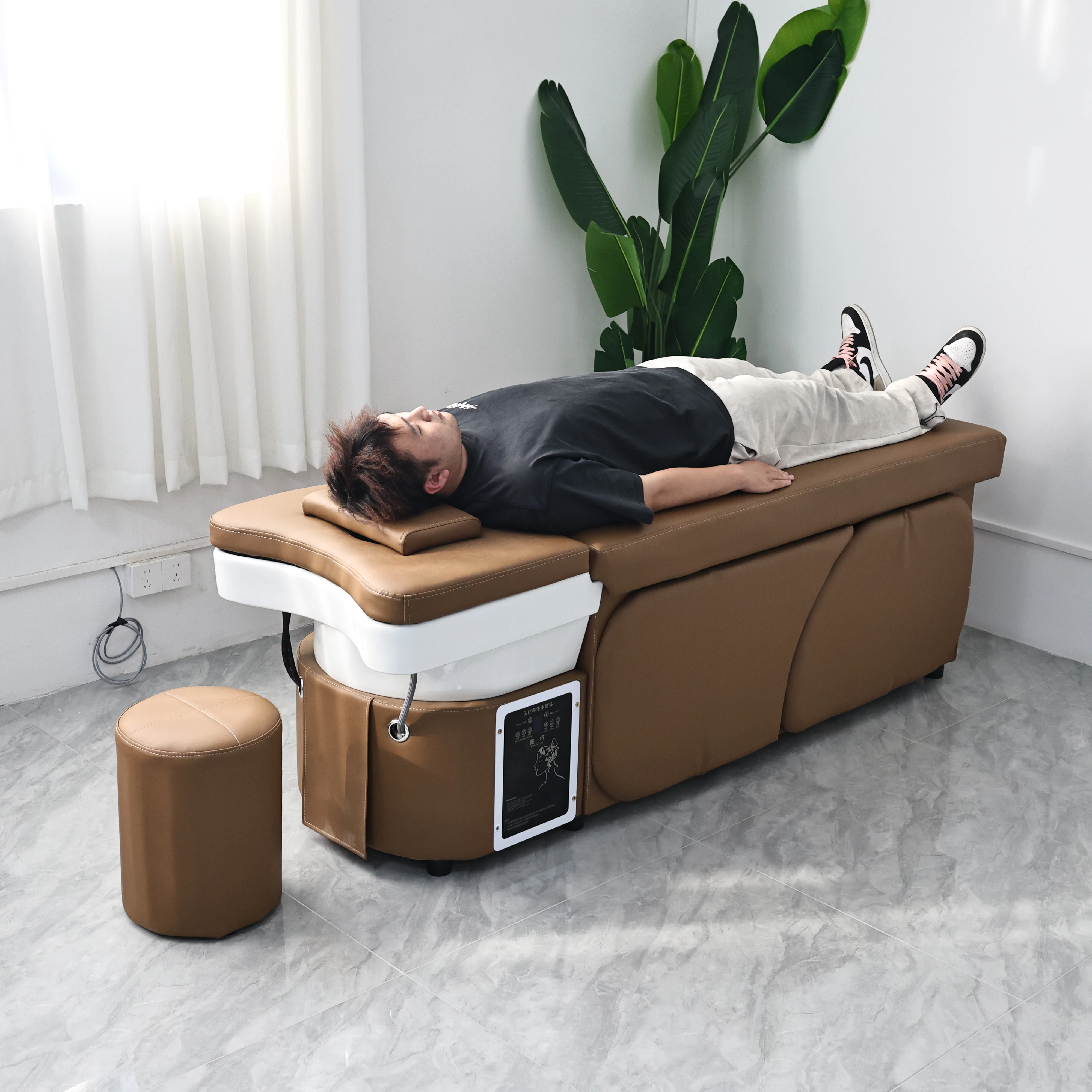 Head SPA Salon Hair Washing Massage Bed, Water Cycle Shampoo Bed, Massage Table, Salon Beauty Barber Shop Furniture Customizable