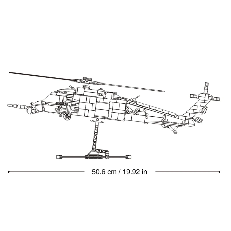 Sluban M38-B1612 Sikorsky HH‑60G Pave Hawk Model Building Blocks Classic Military Search Rescue Armed Helicopter Kids Toy Gift