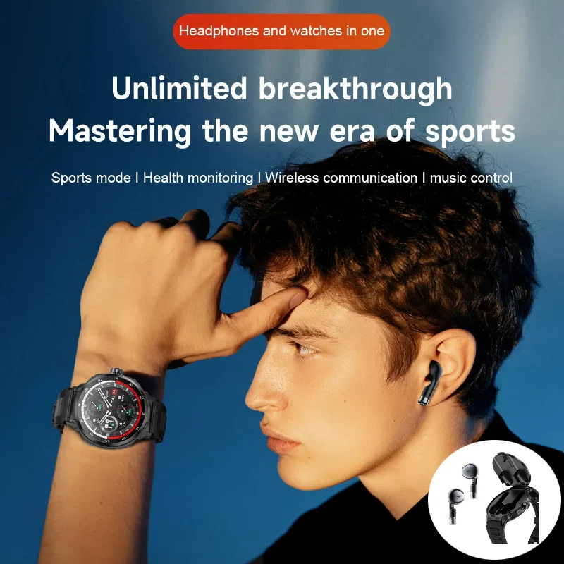 

Умные часы с наушниками для мужчин и женщин (признание/производство звонка) Фитнес-трекер с спортивными режимами, совместимый с Android, iOS, Huawei