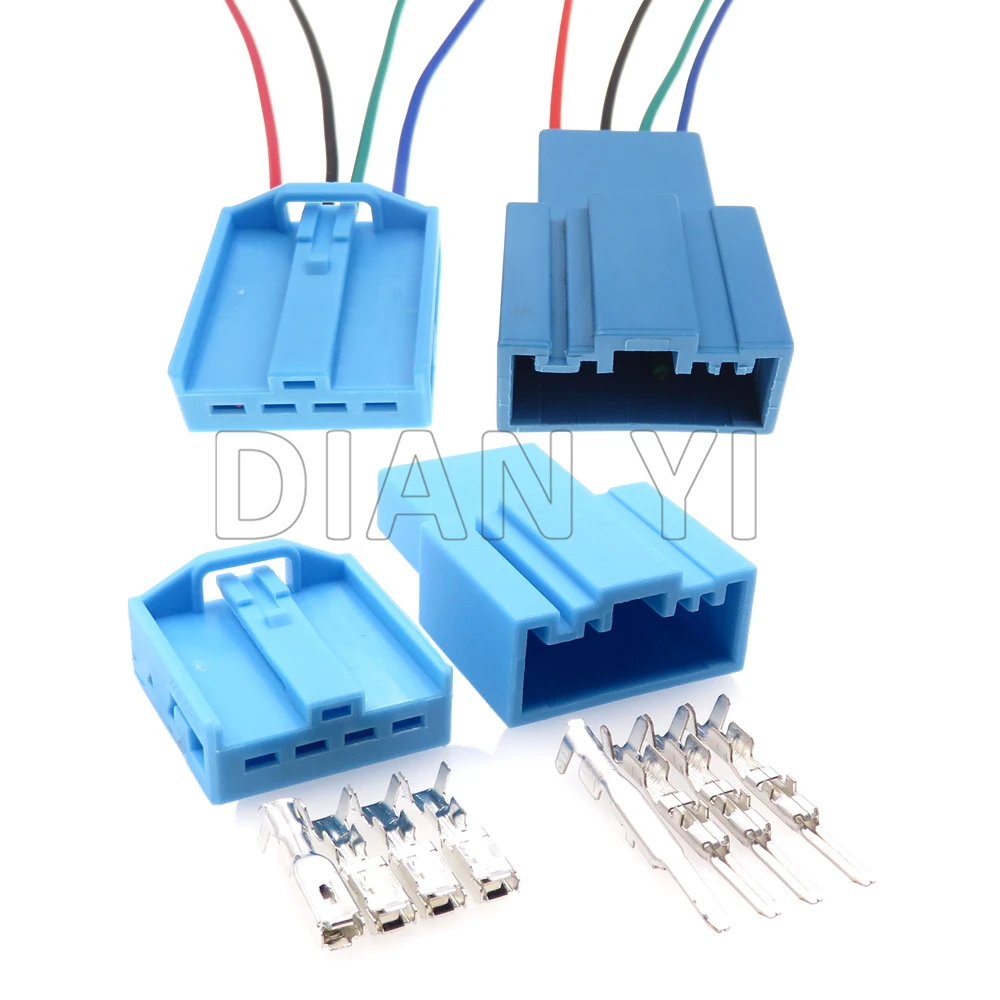 

1 Set 4 Way Starter Auto Replacement Plug With Terminal Automobile WOOFER Unsealed Connector Blue Car Wiring Socket 1719093-3 B