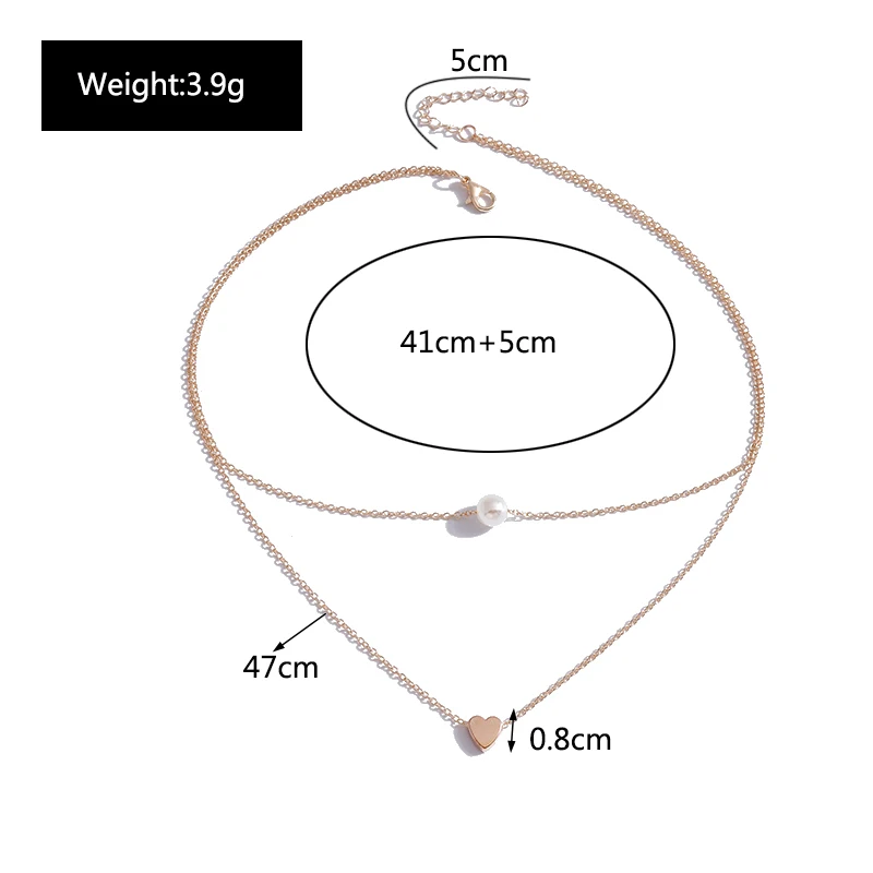 Aihua Neue Doppelschicht Halskette Für Frauen Imitation Perle Herz Anhänger Halsketten Mädchen Günstige Jewely Geschenke – Detail 10