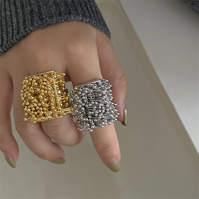 XIALUOKE Retro Fashion Metal Firework Design Open Index Finger Ring For Women Men Geometric Chunky Trendy Chunky Jewelry Gifts