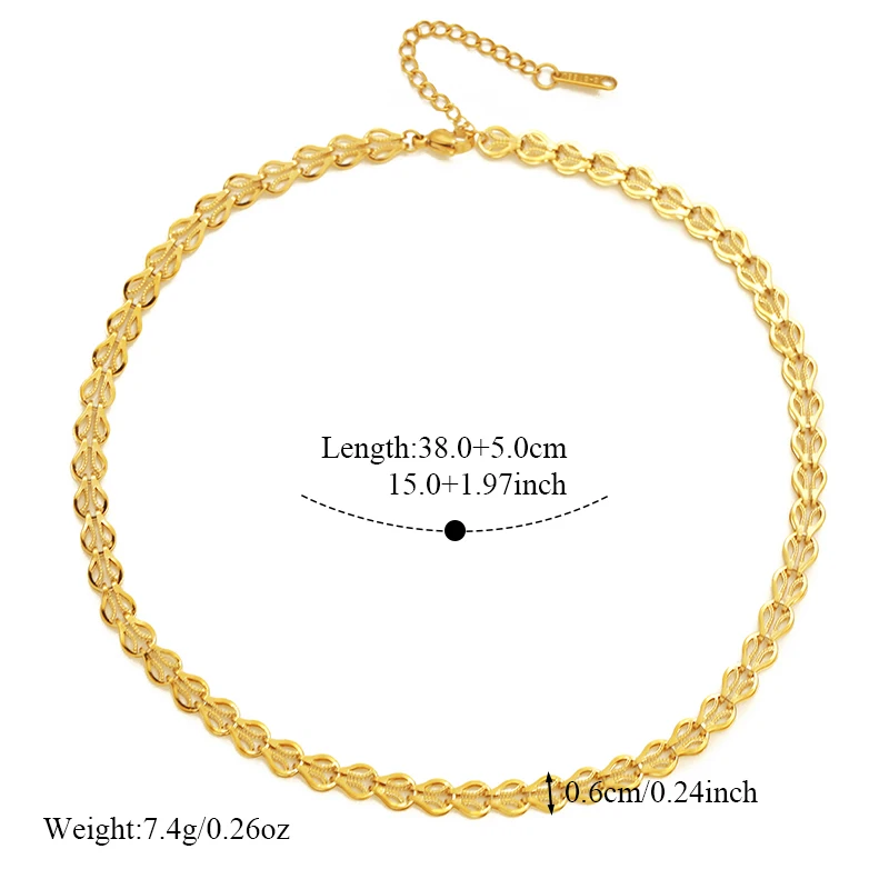 EILIECK Hochwertiges Goldfarbenes Kettenhalsketten-Armband-Set Trendiger Wasserdichter Edelstahlschmuck für Damen Geschenk – Detail 6