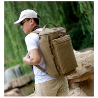 Canvas Backpack Men's Multifunctional Travel Handbag Large Capacity Schoolbag Outdoor Camping Portable Shoulder Crossbody Bag