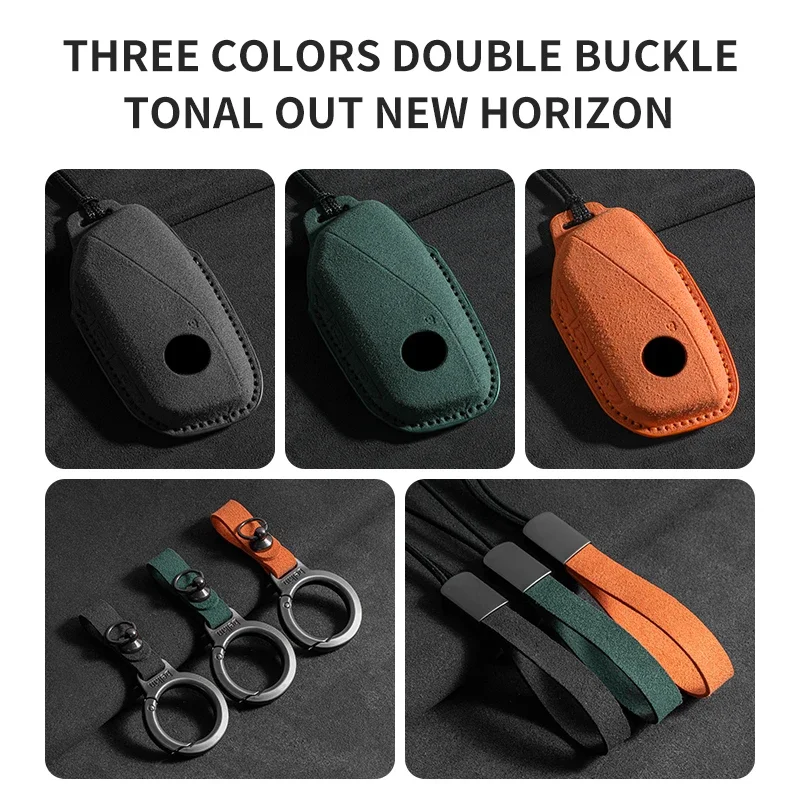 جلد الغزال سيارة مفتاح بعيد غطاء قذيفة لسيارات BMW 7 سلسلة G70 G09 XM U06 G81 M3 i7 X7 G07 LCI iX I20 X1 U11 حامي فوب