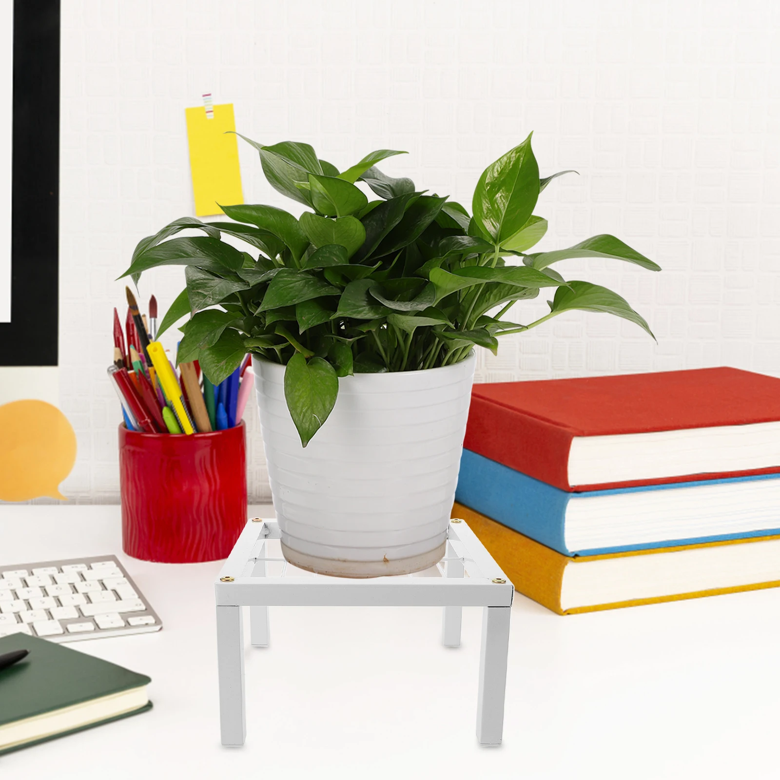 

Железная подставка для цветов 25x25x15 см, белый держатель для растений для внутреннего сада, гостиной, балкона, ванной комнаты, металлический горшок, дисплей