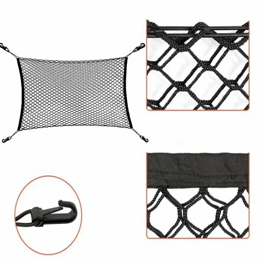 Single-layer Car Dog Barrier Net Front Isolation Guard Mesh Multi-functional Trunk Storage Pocket 130x90cm 1Pc