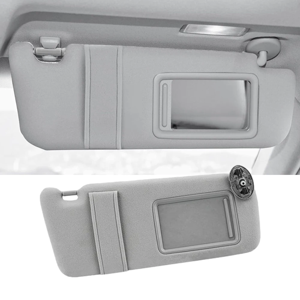 Car Interior Sun Visor Left/Right Gray Beige Car Sun Shield with Makeup Mirror for Toyota Camry 2007 2008 2009 2010 2011