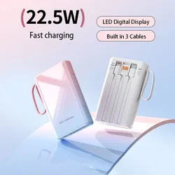 Power Bank 20000 mAh do szybkiej ładowarki 22,5 W Zewnętrzny akumulator z kablem do iPhone'a 15 14 Xiaomi Samsung Huawei Powerbank Nowy