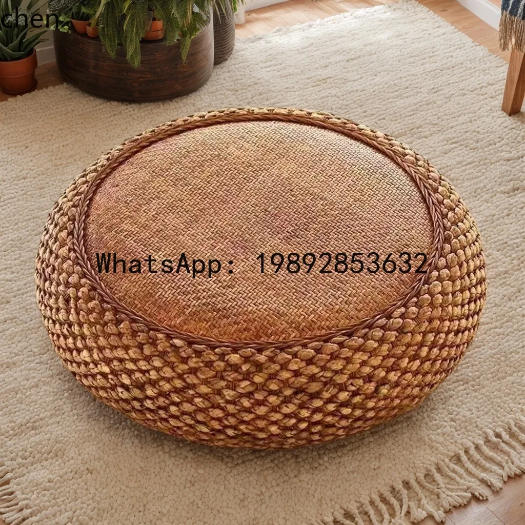 

Rattan Woven Low Stool for Living Room, Round Seat Stool, Leisure Balcony Bay Window Ottoman