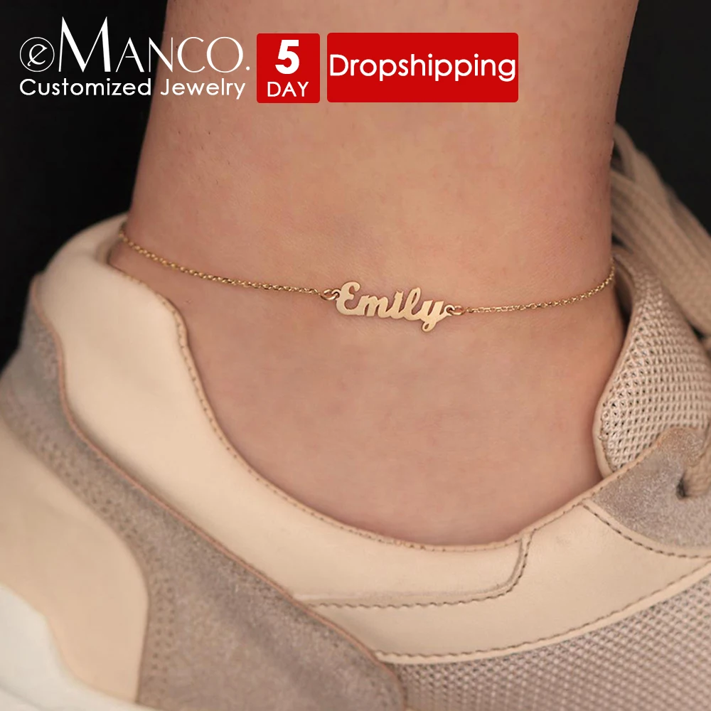 EMANCO  Customized Name Anklet for Women  Personalized Letter Stainless Steel Jewelry Gift Support Dropshipping