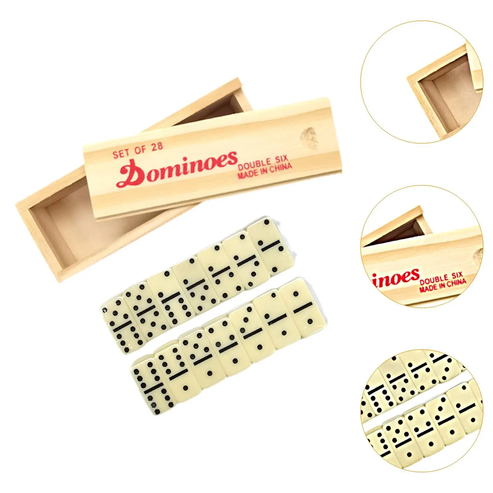 Domino Game Set with Wooden Box 28 Dominoes Cards Professional Board Game Teaching Tool for Travel Family Game Night Kids Family