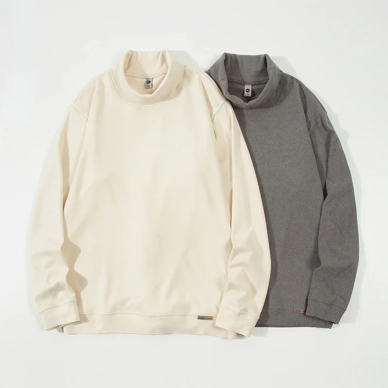 Half Turtleneck German Velvet Bottom Shirt Men Clothing Autumn Winter New Solid Warm Long Sleeve