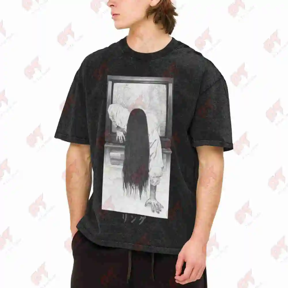 Ring Movie Horror Vintage Washed Tee Pure Cotton T-Shirt