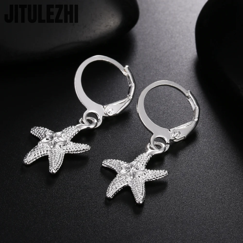 925 Sterling Silver Street Classic Starfish Earrings For Women Ear Clip High Quality Party Jewelry Christmas Gifts Fine Jewelry