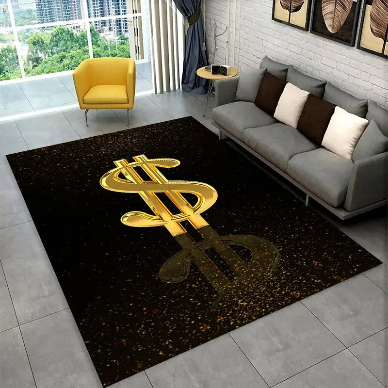 Classic Money Dollar Euro Cartoon Large Area Rug Non-slip Carpet for Bedroom Living Room Sofa Doormat Home Decor Floor Mat Gift
