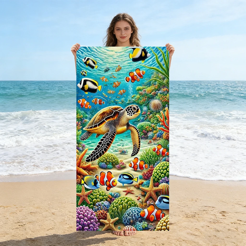 1pc Underwater World Beach Towel Quick-drying Small To Large Towel Suitable for Beach Vacation Pool Yoga Summer Gift for Friends