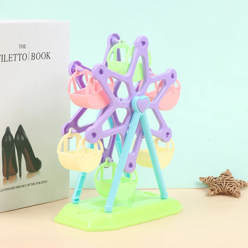 1Pc Zufällig Kunststoff Rotierenden Riesenrad Modell Spielzeug Puppe Haus Vergnügungspark Dekor Einrichtung Zubehör