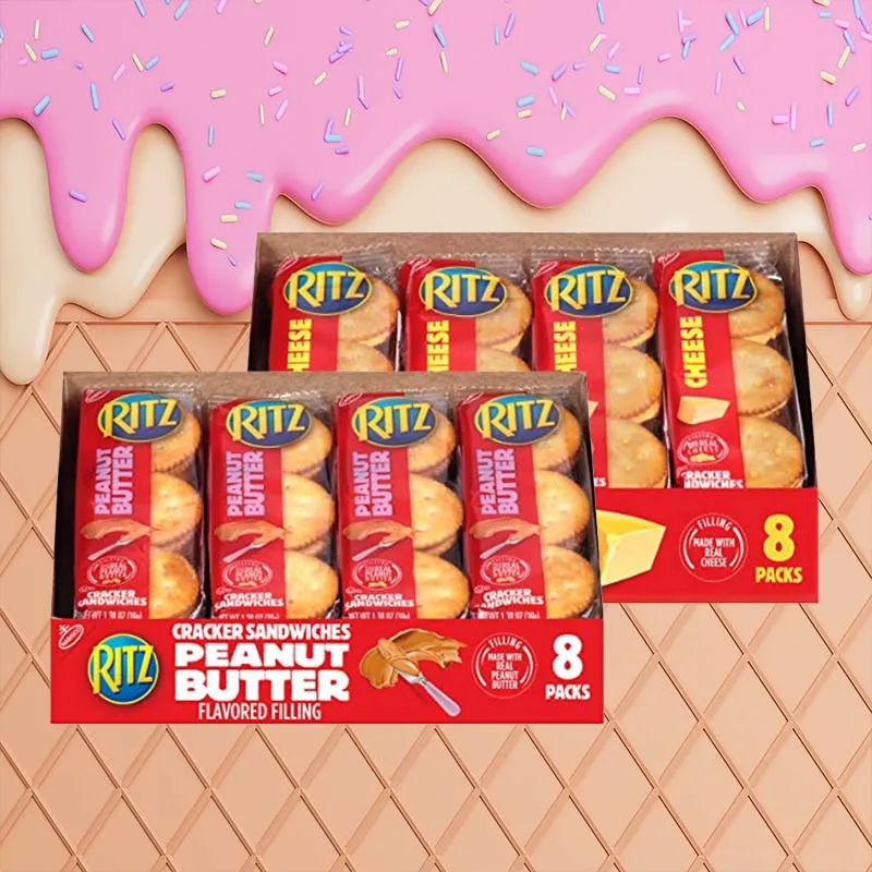 مفرقعات ساندويتش زبدة الفول السوداني من RITZ/مفرقعات ساندويتش الجبن 10.8 أونصة (313 جم) (8 عبوات) * 1 صندوق