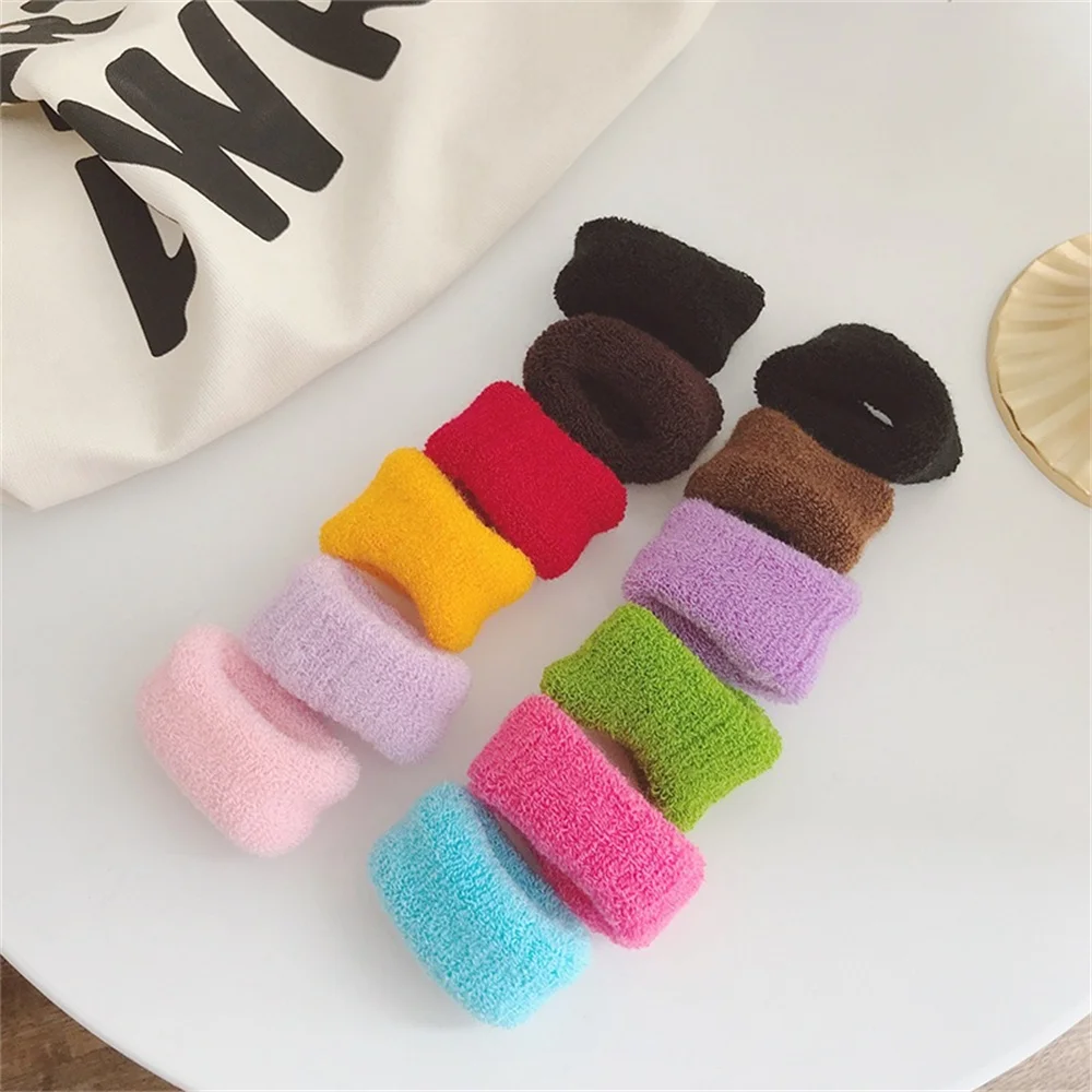 12pcs Colorful Wide Thick Elastic Hair Bands Seamless Terry Cloth Hair Tie Girls Scrunchie Rubber Band Kid Hair Accessories