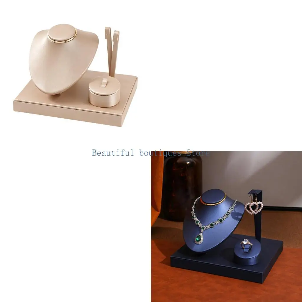 U4LF Countertop Jewelry Display Stand Set with Necklace Bust, Earring Holder and Ring Tray for Home Vanity Organization