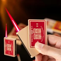 Metal Portable Mini Can Be Placed in a Cigarette Box,Straight Jet Red Flame Lighter,Cycle Inflation Outdoor Multi-purposeIgniter
