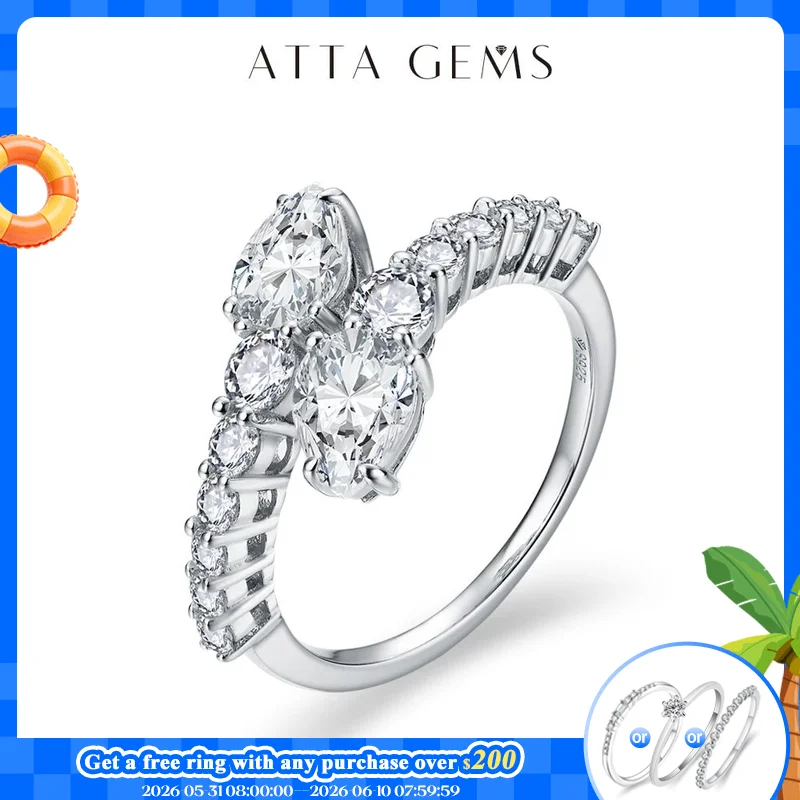 ATTAGEMS New 2024 Solid S925 Sterling Sliver Moissanite Rings for Women Men D VVS1 Color Snake Shape Wedding Jewelry Party Gift