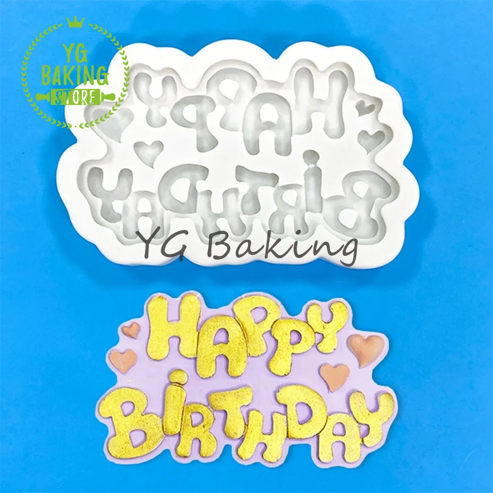 Dorica New Arrival Happy Birthday Design Fondant Cake Silicone Mold Cake Decorating Tools Kitchen Accessories Bakeware