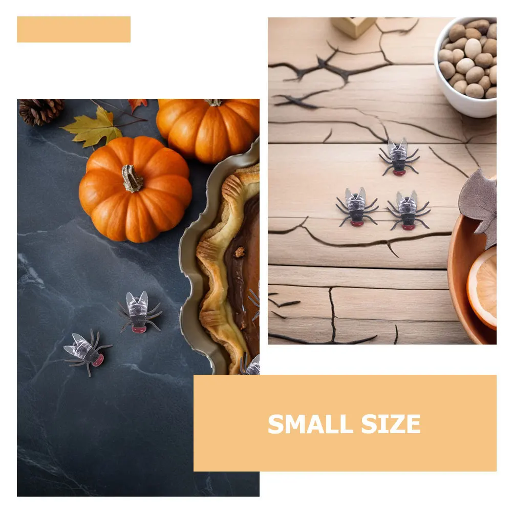 120 個の偽ハエリアルな小さなプラスチックハエのいたずら装飾ハロウィーンエイプリルフール用偽虫プラスチック虫