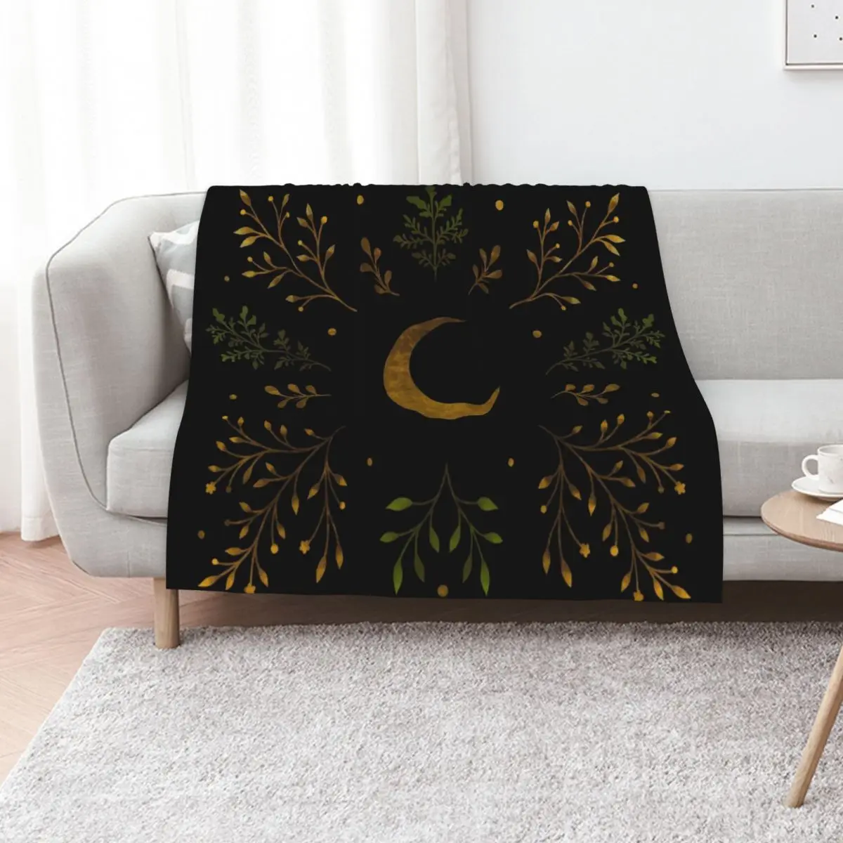 Crescent Moon Gold Throw Blanket Cute halloween Blankets For Bed Quilt Flannel Travel Blankets