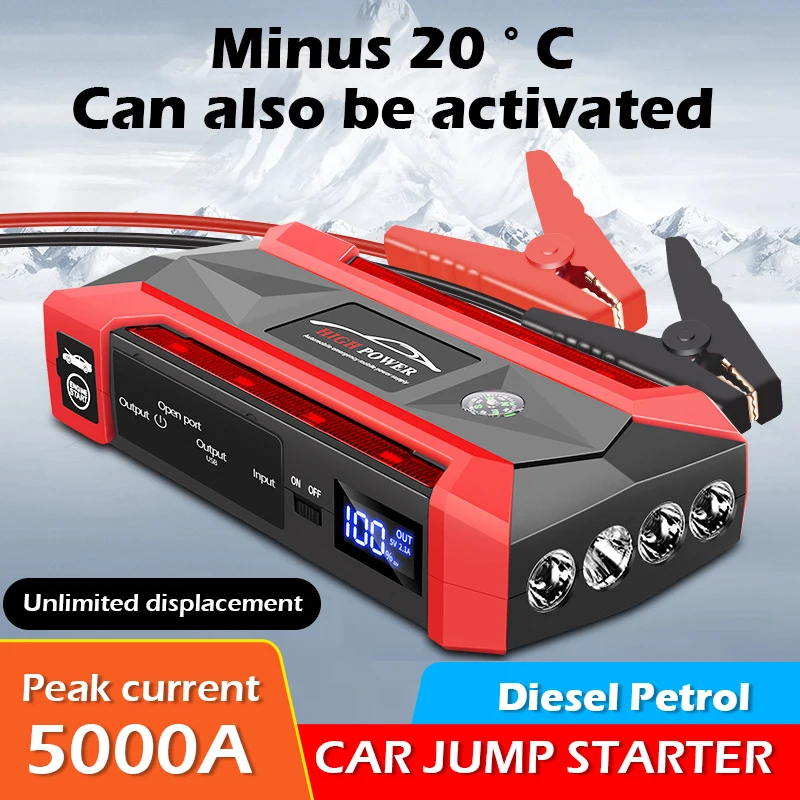 

5000A Car Battery Starter Portable Charger Auto Jump Starter 12V Petrol Diesel Car Emergency Booster Start Power Supply