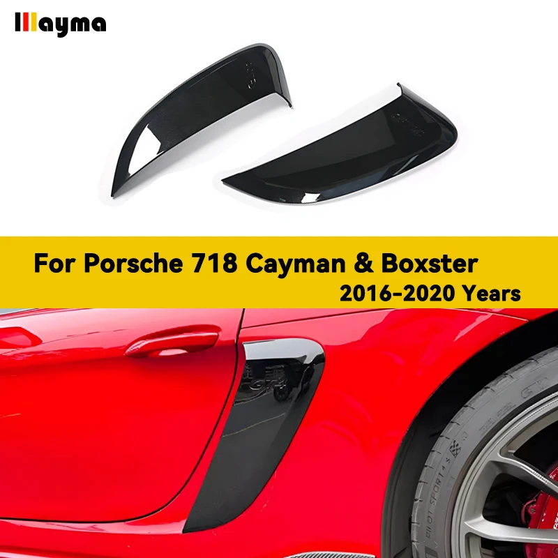 718 Glossy Black Side Vents Air Intake Trim Bumper Spoiler Car Accessories Body Kit For Porsche 718 2016 - 2020 Boxster Cayman