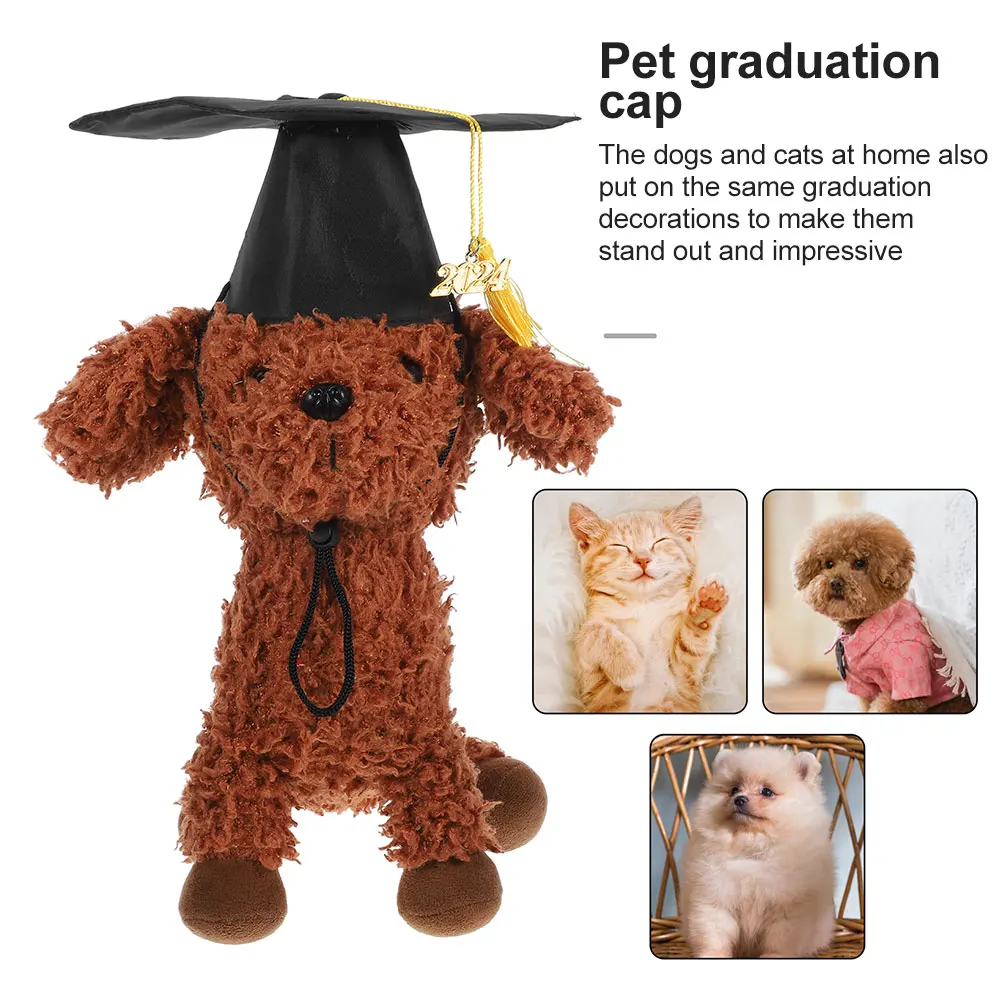 

2 Pcs Bachelor's Graduation Cap for Cat Graduate Decoration Scissors Cloth