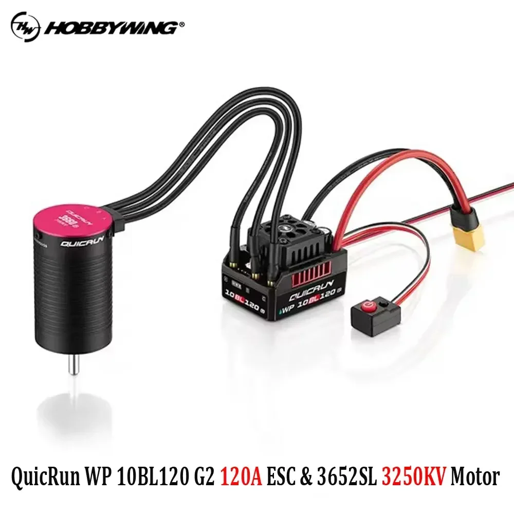 HobbyWing QuicRun WP 10BL120 G2 120A ESC + 3652/3660 G2 Borstelloze Motor Combo voor 1/10 RC Auto/Buggy Racing Accessoires