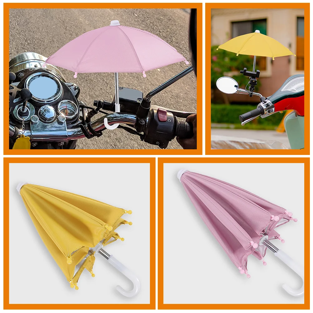 2Pcs Portable Phone Umbrella Small Sun Protection Shade for Mobile Universal Use Foldable Lightweight Cycling Outdoor Gear