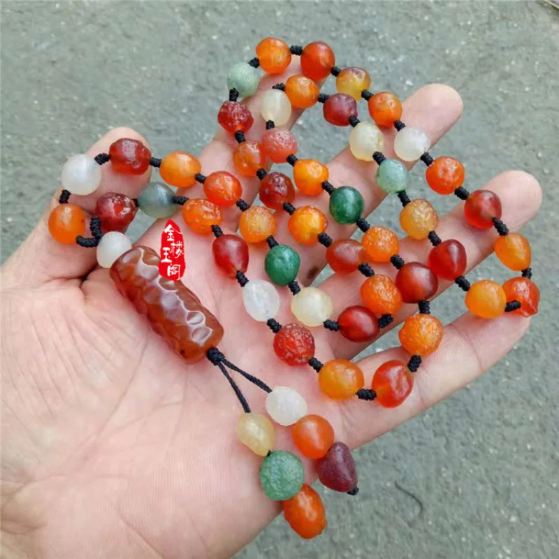 Jewelry Alashan Jade Tube Colorful Multicolor Rib Stone Boutique Raisin Agate Necklace